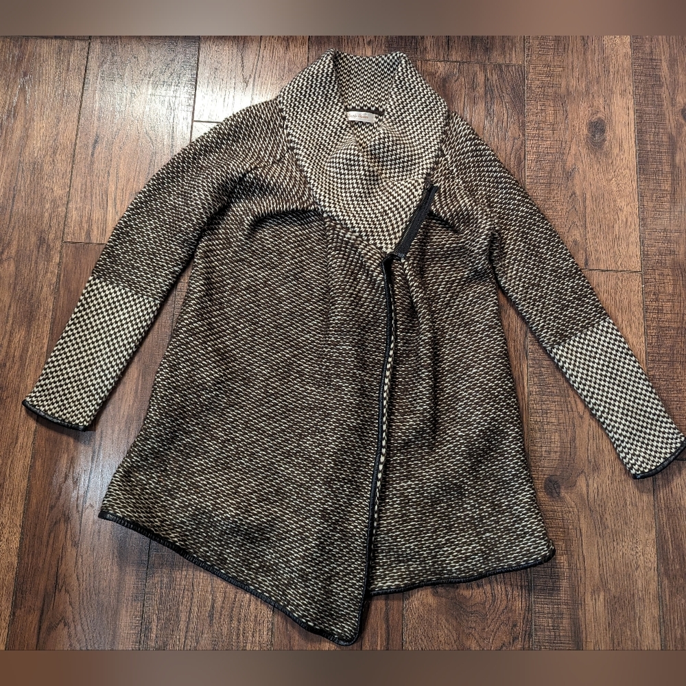 Simply Couture Sweater Women Large Chunky Knit Zipper Neck Open Front Cardigan - Picture 1 of 16